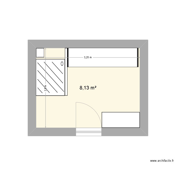 salle de bain aménagée. Plan de 1 pièce et 8 m2