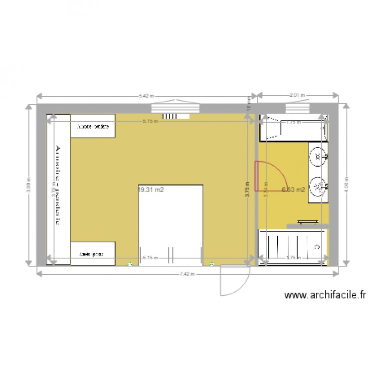 chambre parents. Plan de 0 pièce et 0 m2