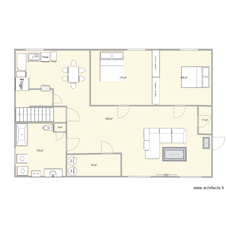 maison chantal. Plan de 7 pièces et 108 m2