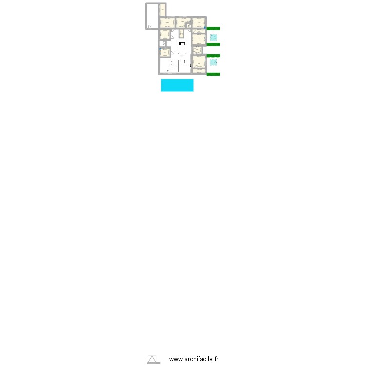 Castelnau le Lez. Plan de 12 pièces et 121 m2