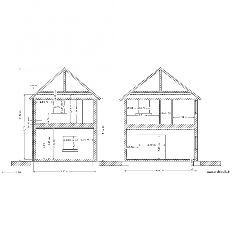 COUPE PROFIL MAISON . Plan de 0 pièce et 0 m2