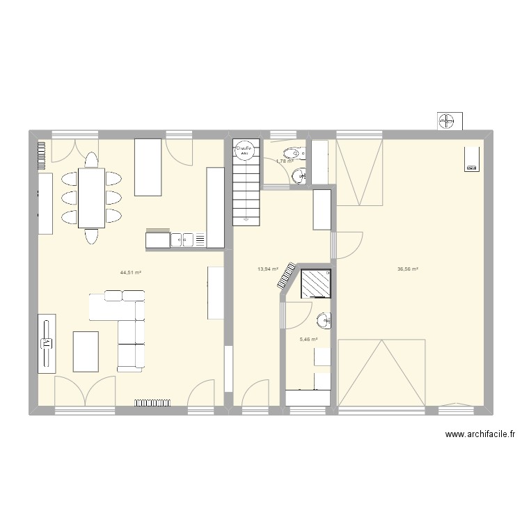 maison . Plan de 5 pièces et 102 m2