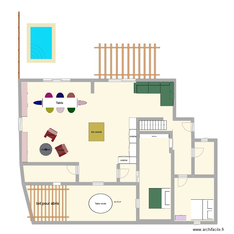 Salle a manger extension. Plan de 3 pièces et 176 m2