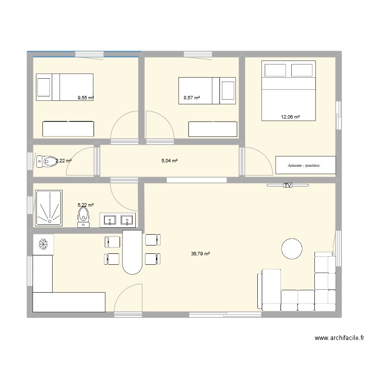 ludvin. Plan de 7 pièces et 79 m2