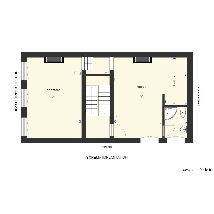 1er   Schéma implantation. Plan de 0 pièce et 0 m2