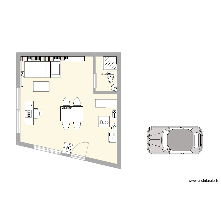 hubert tiny house. Plan de 2 pièces et 28 m2