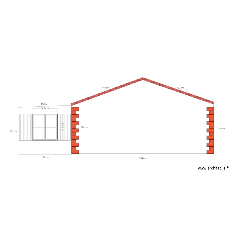 façade sud modif. Plan de 0 pièce et 0 m2