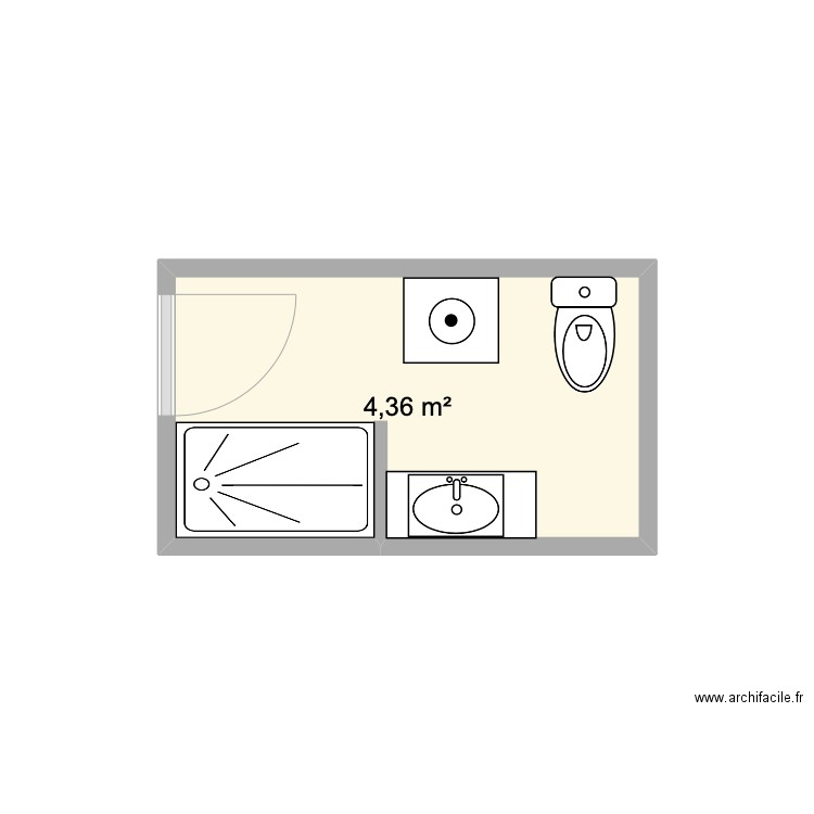 SdB AA v2. Plan de 1 pièce et 4 m2