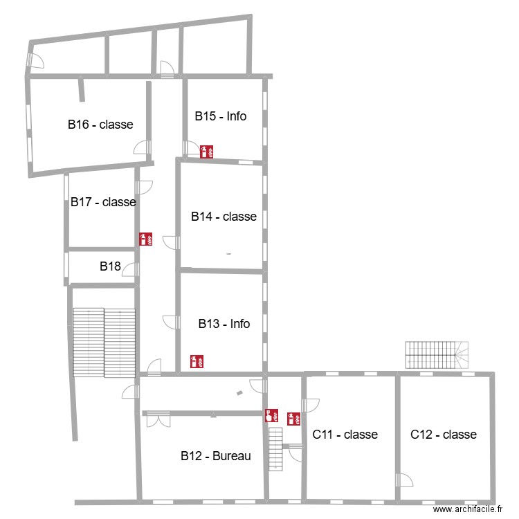 Résédas BC niv 1 Electricité. Plan de 9 pièces et 194 m2