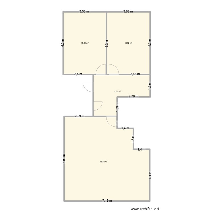 Plan Bureau Voisins. Plan de 4 pièces et 93 m2