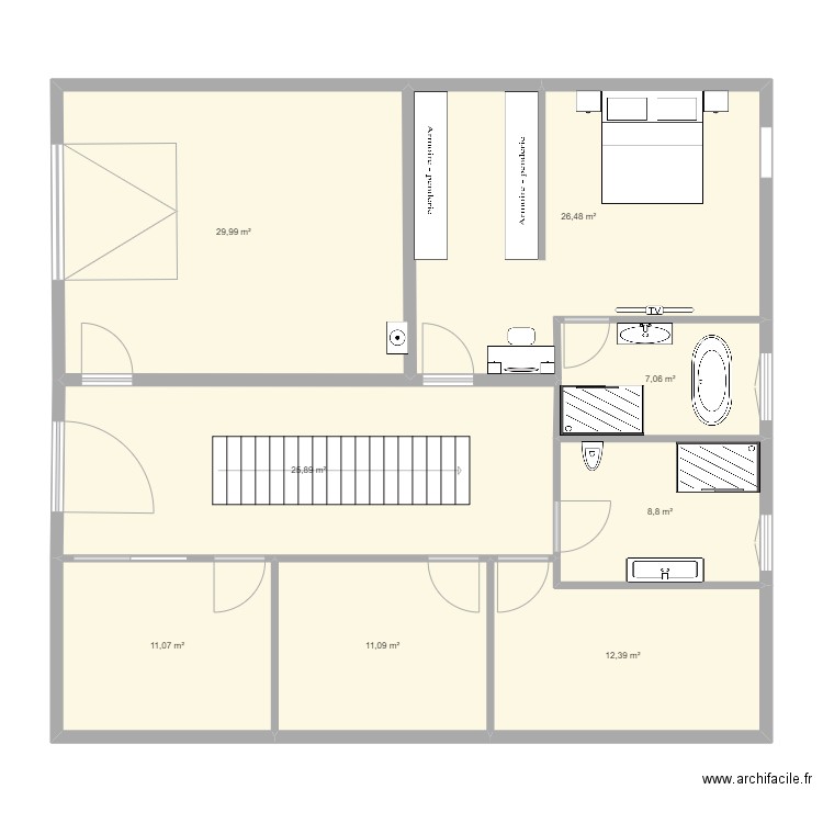 NEW. Plan de 8 pièces et 133 m2