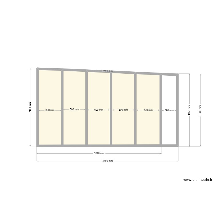 façade voisin. Plan de 1 pièce et 6 m2