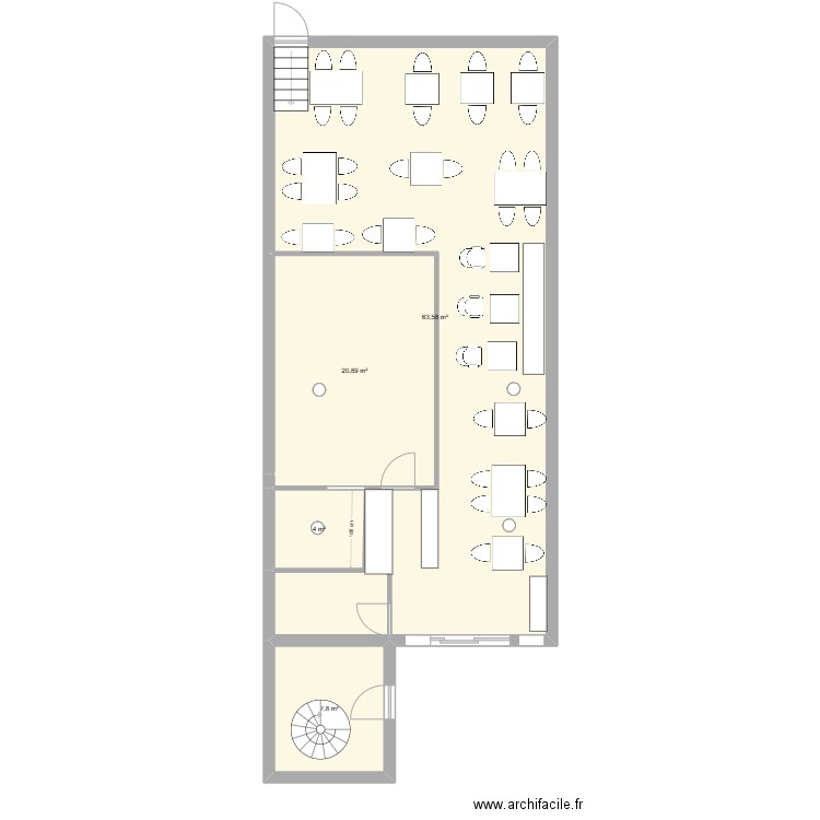 rersto 1. Plan de 4 pièces et 96 m2