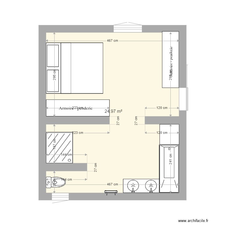 Chambre  SDB WC. Plan de 0 pièce et 0 m2