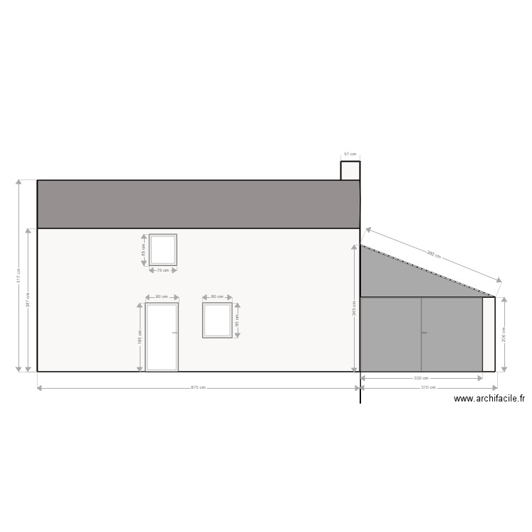 DP4 PLAN FACADE NORD avant travaux. Plan de 0 pièce et 0 m2