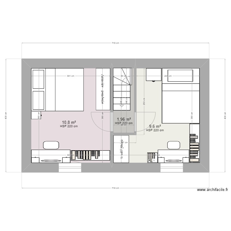 1er maisonette 1. Plan de 3 pièces et 22 m2