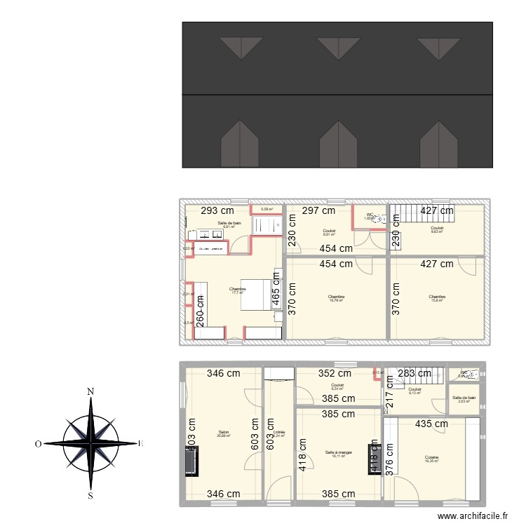 MAISON MOUETTES. Plan de 20 pièces et 156 m2