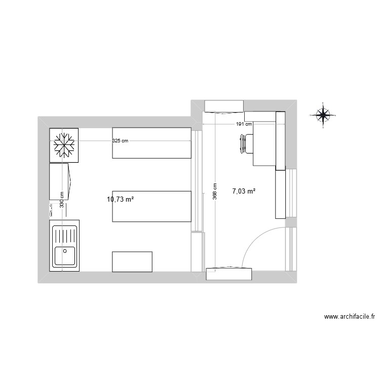 Atelier-Noisettou TestSylvain. Plan de 2 pièces et 18 m2