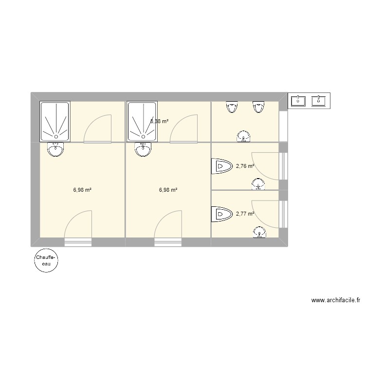 Ploubaz. Plan de 5 pièces et 28 m2