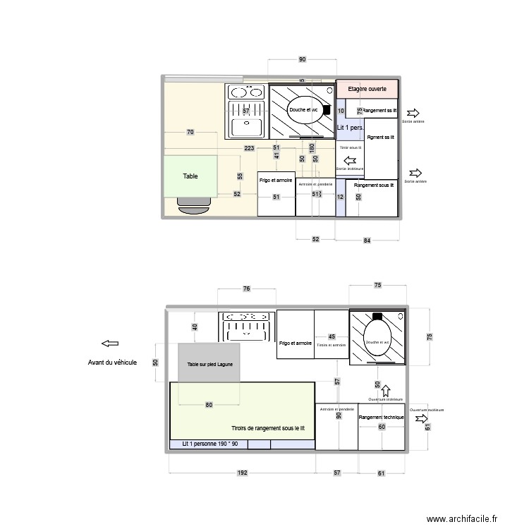 Van 2. Plan de 1 pièce et 6 m2