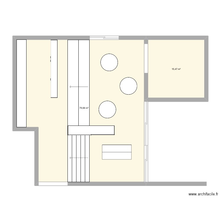 Salle classe. Plan de 2 pièces et 95 m2