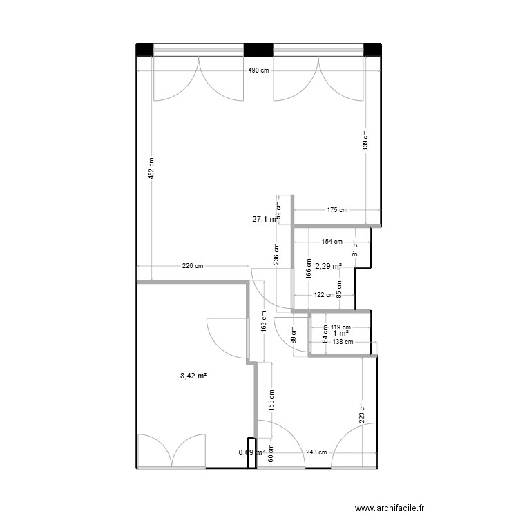 1er plan RIVAGE DE ROCHELONGUE. Plan de 5 pièces et 39 m2