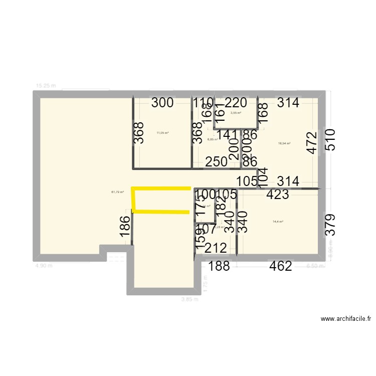 Plan V2. Plan de 8 pièces et 121 m2