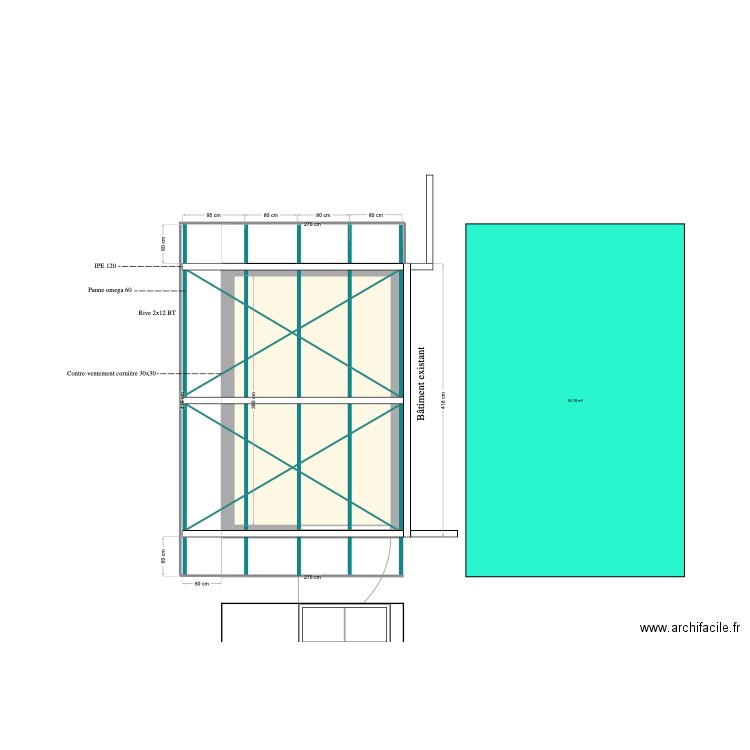 Chaudière LHT. Plan de 1 pièce et 9 m2