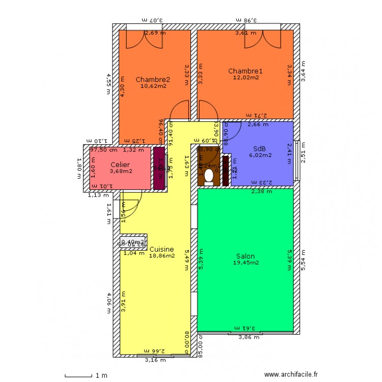 Appart_GrQ_70m2. Plan de 0 pièce et 0 m2