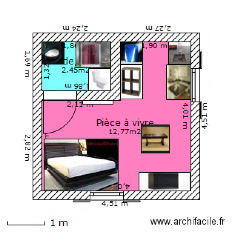 Studio 1. Plan de 0 pièce et 0 m2