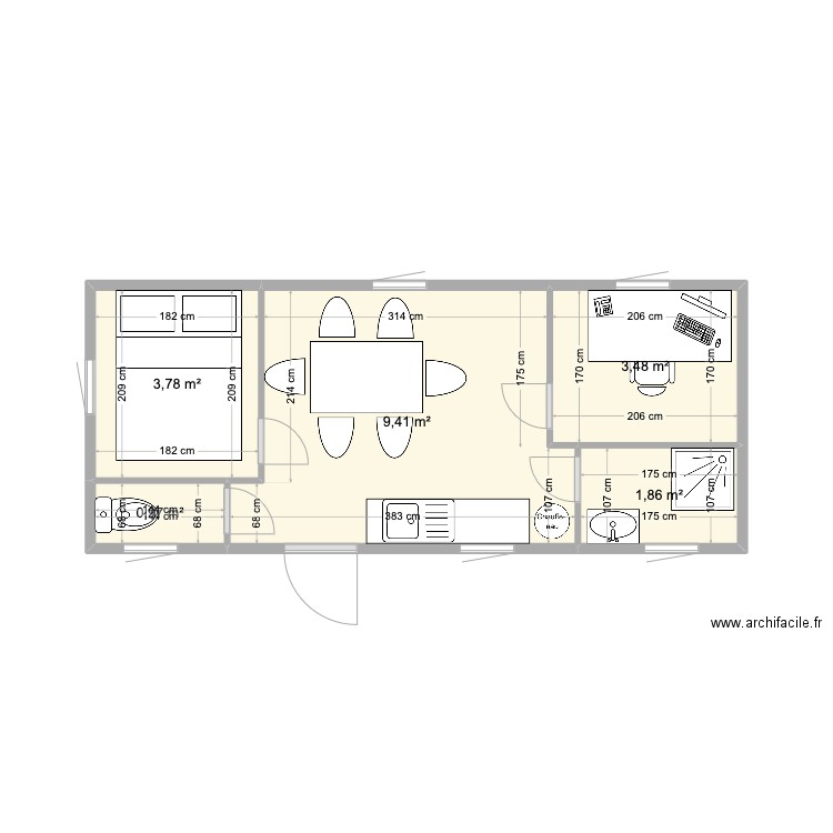 Mobilhome Arnaud. Plan de 5 pièces et 20 m2