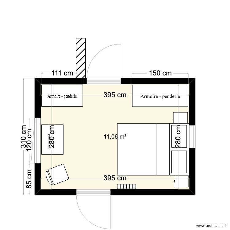 extension et amenagement interieur. Plan de 1 pièce et 11 m2