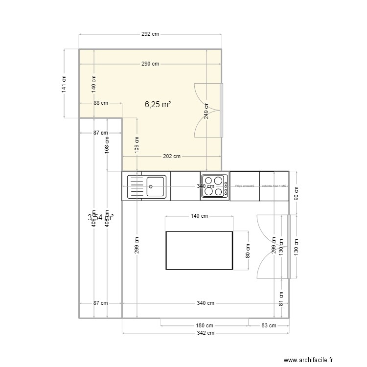 TEST PLAN MADONE. Plan de 3 pièces et 20 m2