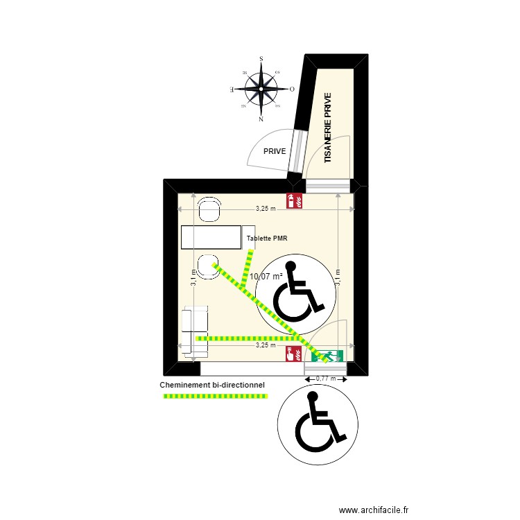 ONGLERIE PL.M.FAURE. Plan de 2 pièces et 12 m2