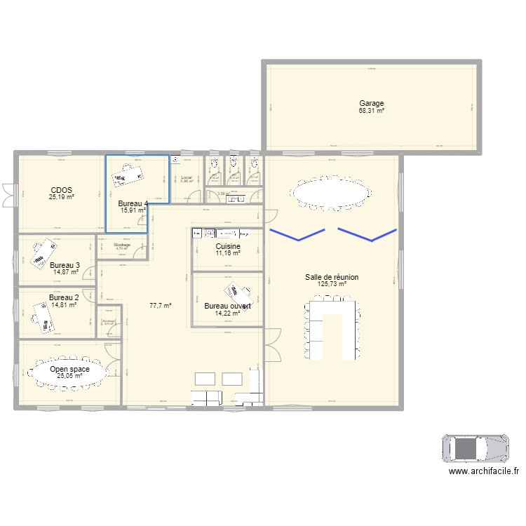 Plan 5. Plan de 17 pièces et 417 m2