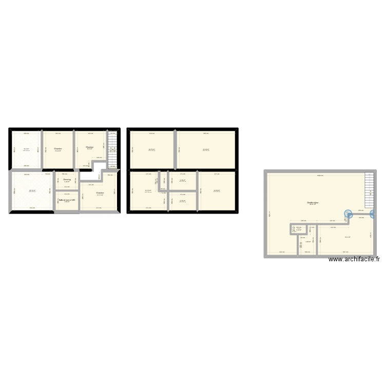 RDC. Plan de 18 pièces et 238 m2