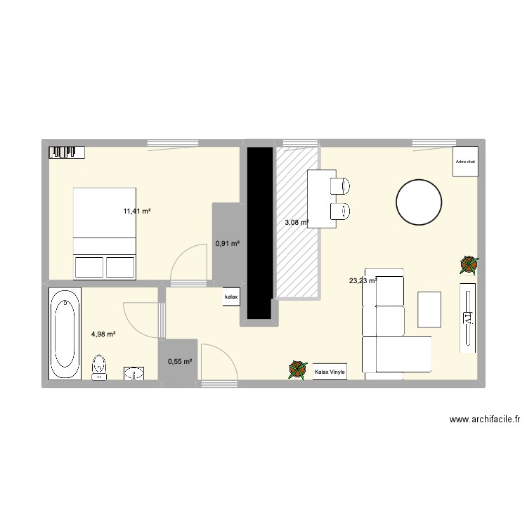 GRENOUILLES. Plan de 7 pièces et 46 m2