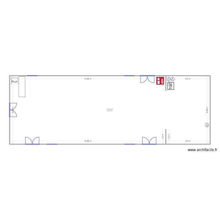 Salle Licques echelle. Plan de 1 pièce et 143 m2