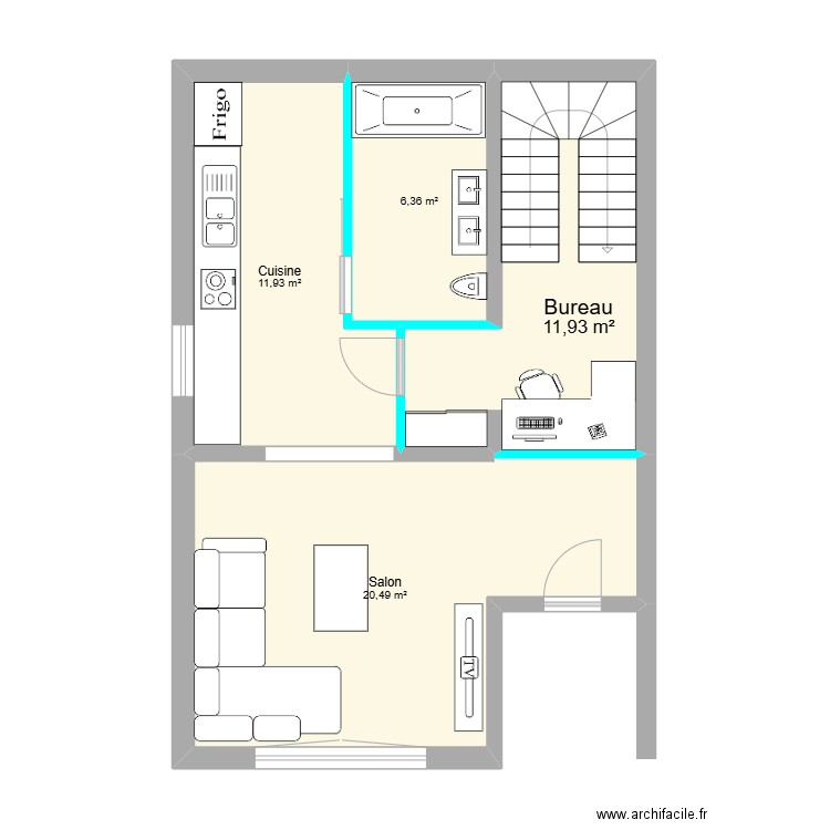 Delphine idée 1. Plan de 4 pièces et 51 m2