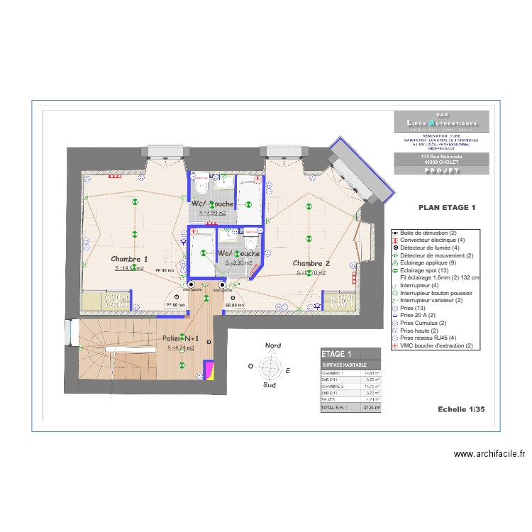 Plan Cholet E R+1. Plan de 0 pièce et 0 m2