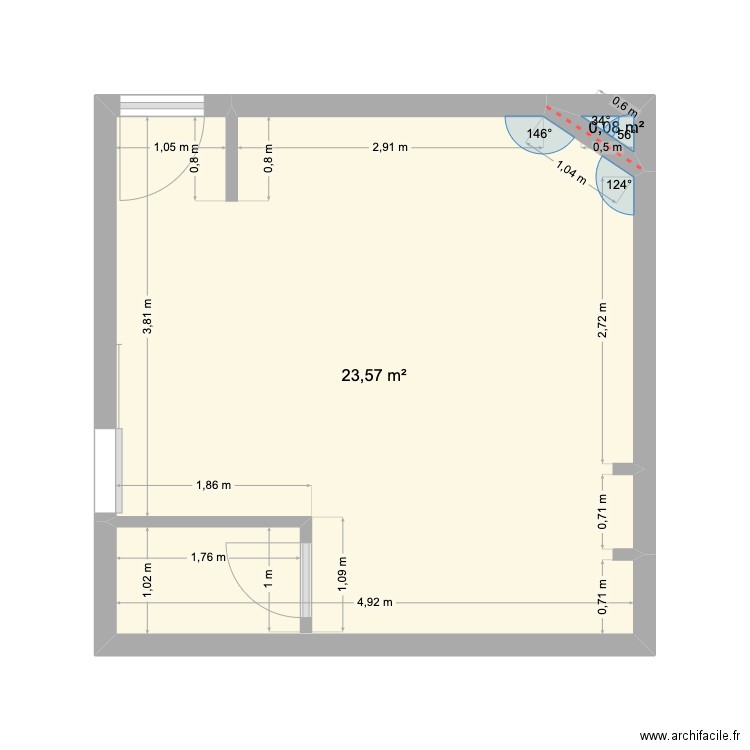 cuisine. Plan de 2 pièces et 24 m2