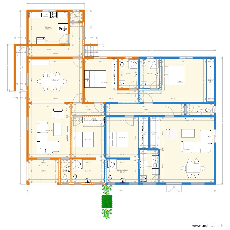 Villa BS(2) - 2 studio. Plan de 24 pièces et 200 m2