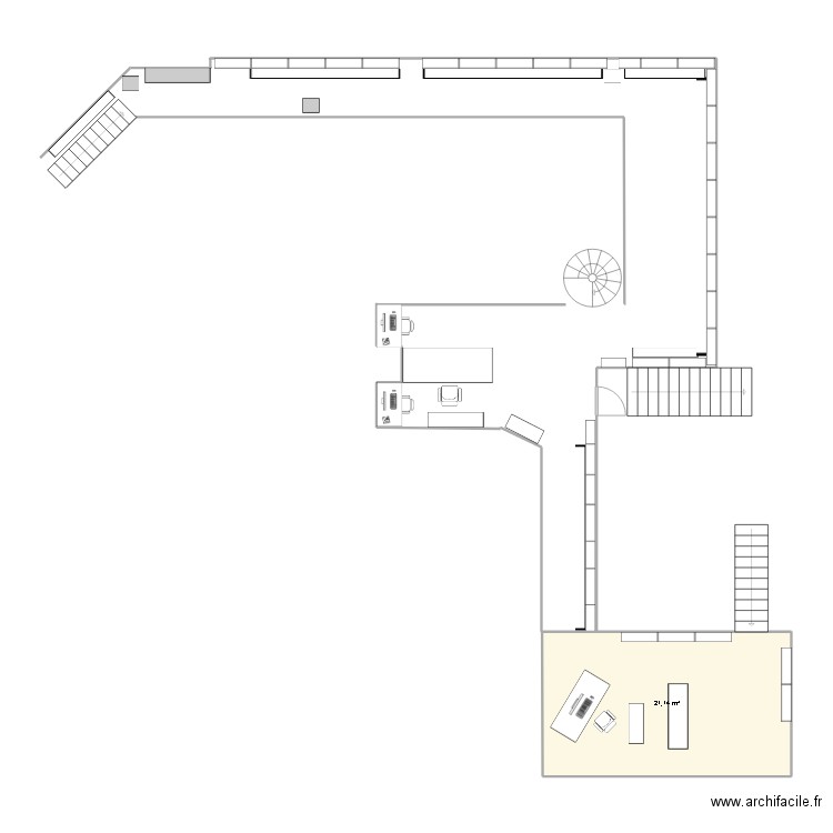 mezz ed. Plan de 1 pièce et 21 m2