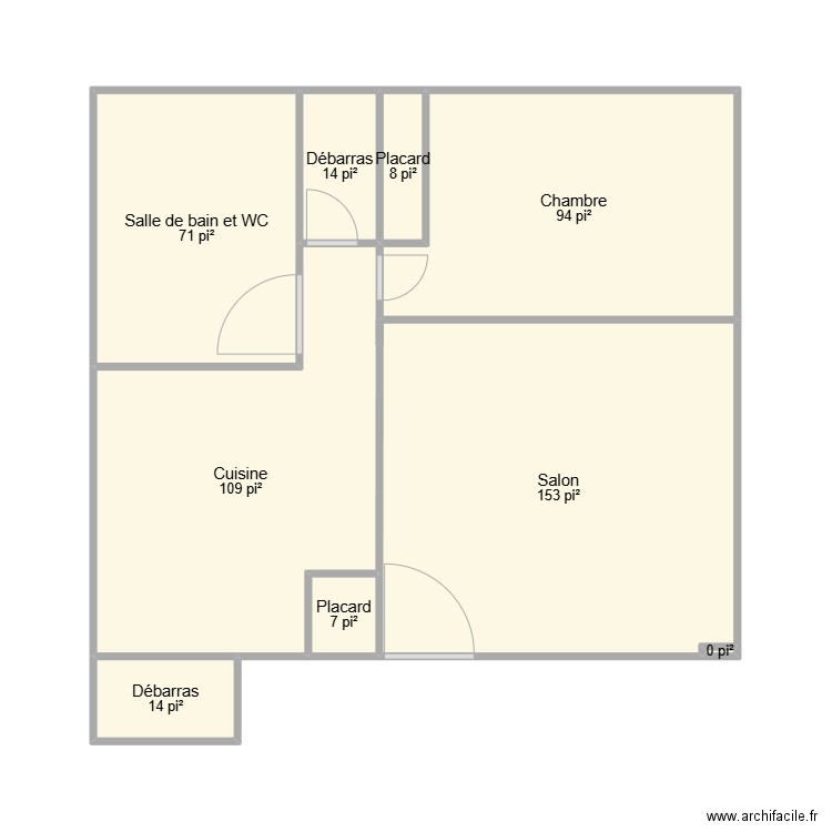 1_404_Appartement. Plan de 9 pièces et 44 m2