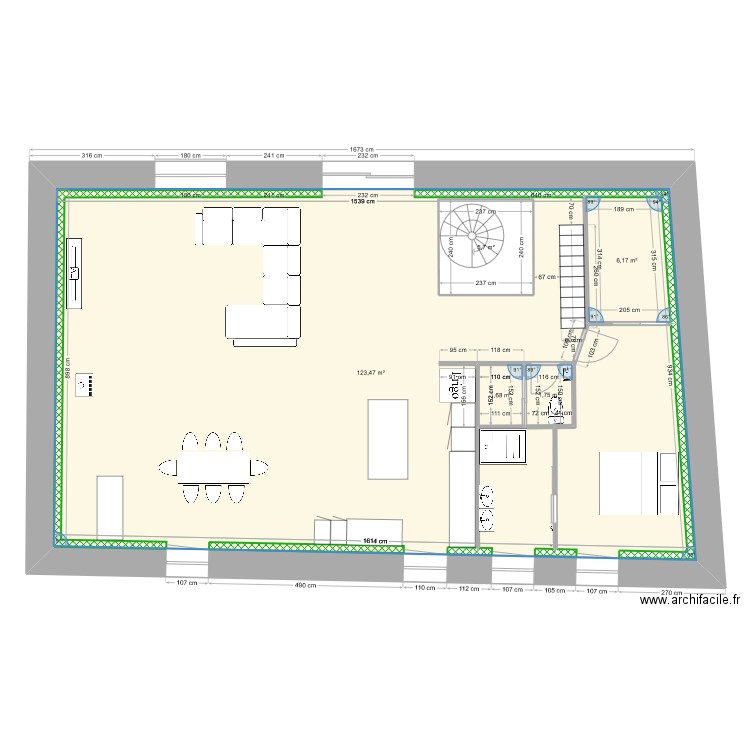 1ER ETAGE ST PAUL 2. Plan de 5 pièces et 159 m2