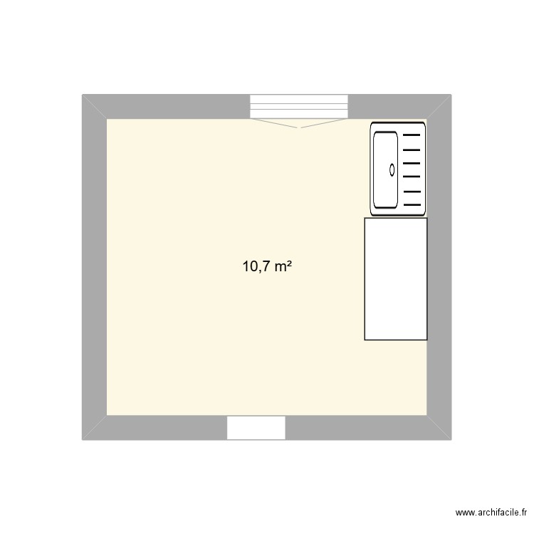 cuisine. Plan de 1 pièce et 11 m2