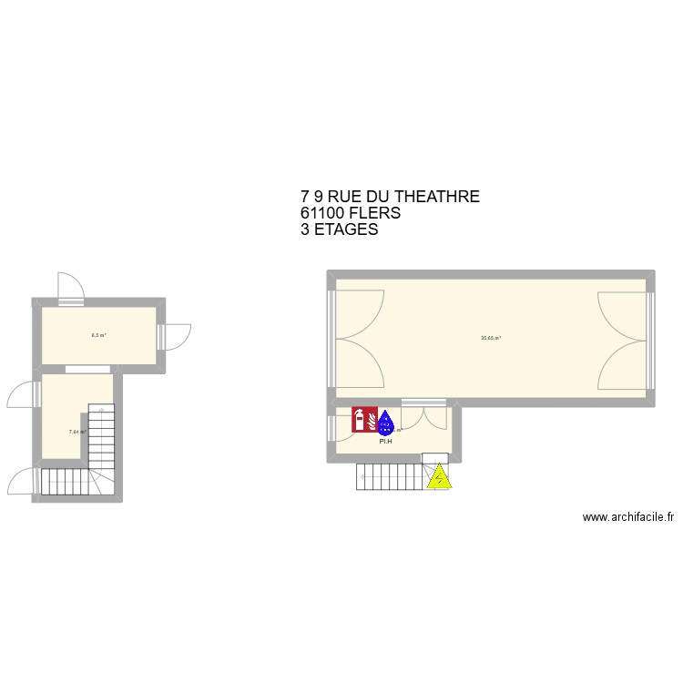 7 9 R DU THEATHRE FLERS. Plan de 4 pièces et 55 m2