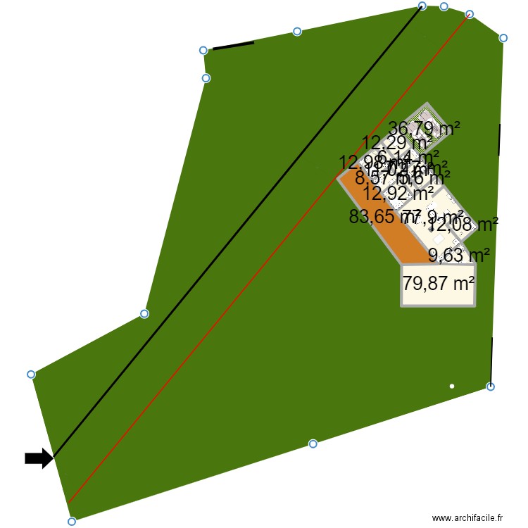 maison + ligne. Plan de 14 pièces et 377 m2