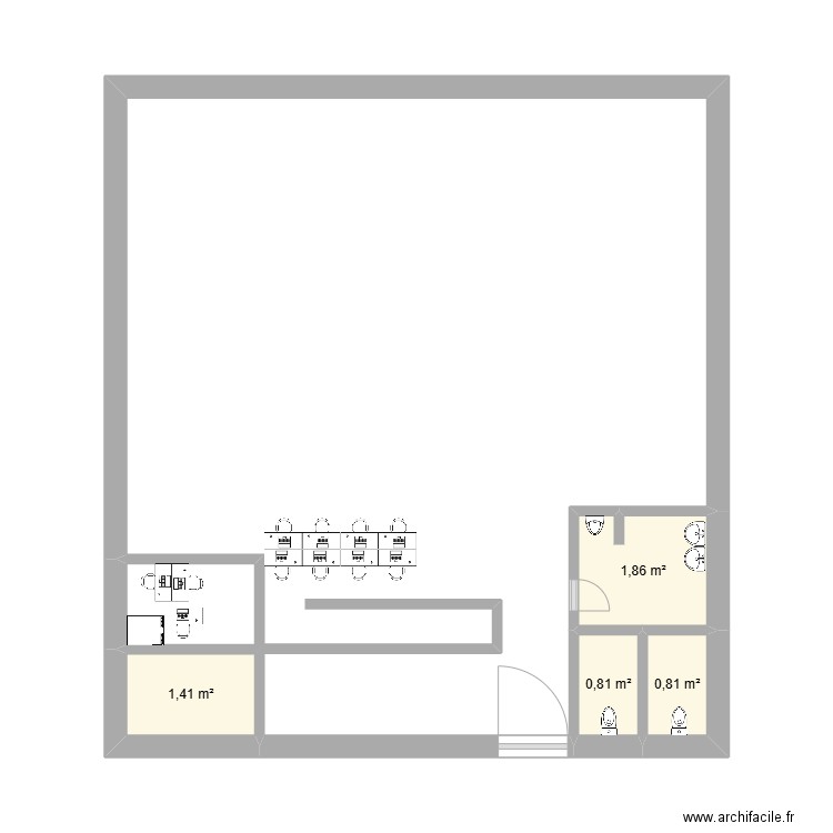 oworkers. Plan de 4 pièces et 5 m2