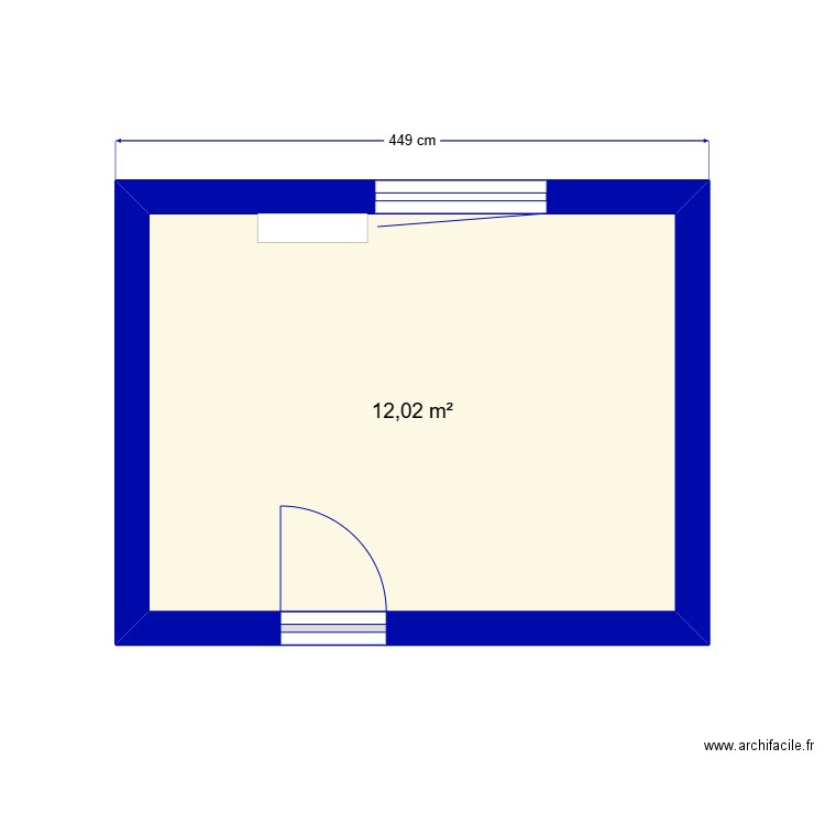 SdB. Plan de 1 pièce et 12 m2